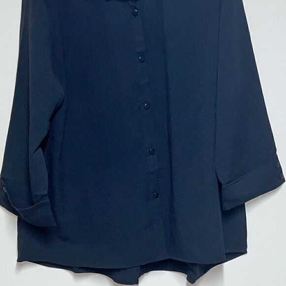 NWT Habitat Clothes To Live In Crinkle Black Button Front Swing Blouse Sz L/XL - Picture 4 of 8